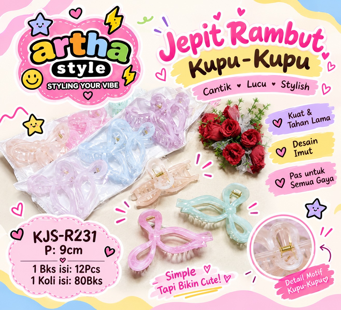 Jepit Rambut Kupu-Kupu.